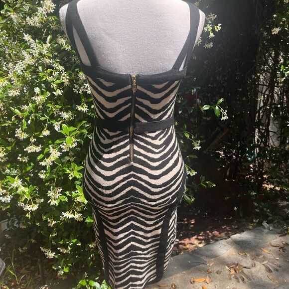 FOREVER 21 ANIMAL PRINT ZEBRA KNIT BODYCON DRESS M - Picture 6 of 11